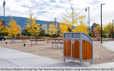 Wishbone Commercial Two Stream Recycling Station using Modified Pine in Vernon BC